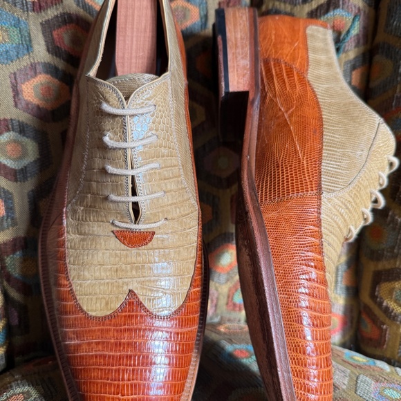 David Eden Teju lizard "TWIST" spectators men's 9 caramel/bone + box, bag, trees - Picture 4 of 14